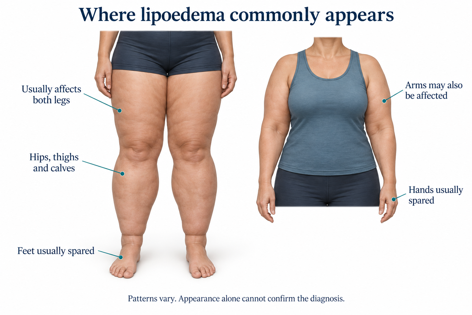 Illustration of typical lipoedema distribution